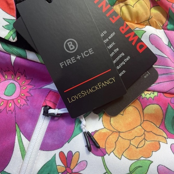 XS 🔖 BOGNER FIRE+ ICE X LOVE SHACK FANCY Ivie Printed Ski Bib Pants Waterproof - Picture 5 of 7